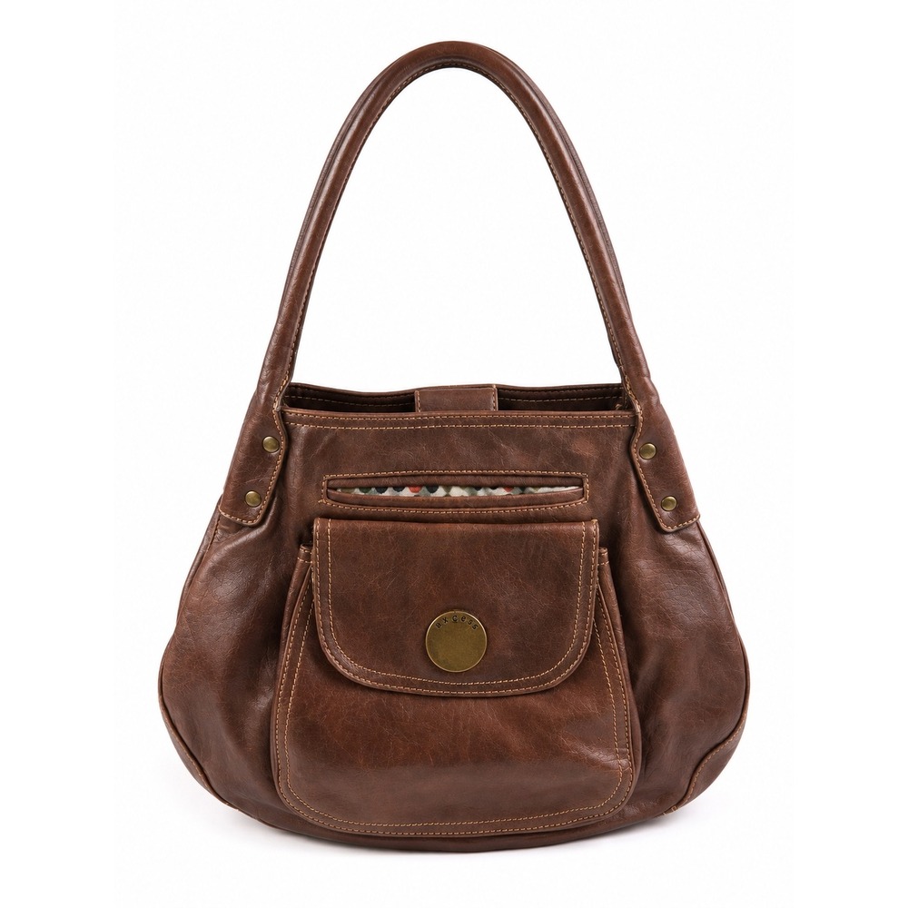 Axcess Liz Claiborne Vintage Y2K Brown Leather Edgy Hobo Shoulder Bag Purse
